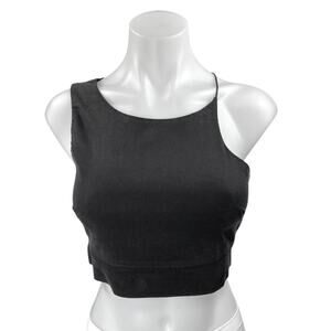 Zara Women's Black Sleeveless One Shoulder Side Zipper Cropped Tank Top Size M